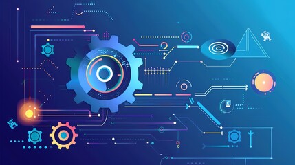 Obraz premium Digital Background Technology Process - A Captivating Display of Technological Wonders. The Intricate Steps and Digital Elements Involved in the Background Technology Process, Creating a Mesmerizing 