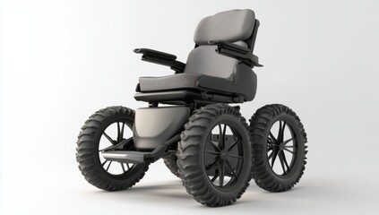 Obraz premium High-Tech Electric Wheelchair with Comfortable Armrests and Fabric Seats on Rugged Wheels