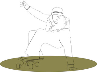 Dynamic Skateboarder in Motion: Showing Energy and Style, Flowing Freely and Adding Style to Graceful Maneuvers. illustration design image ideas