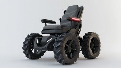 High-Tech Electric Wheelchair with Comfortable Armrests and Fabric Seats on Rugged Wheels