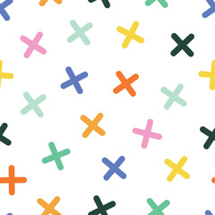 Obraz premium Modern seamless textile pattern with x colorful shapes