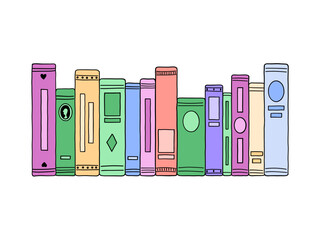 Fototapeta premium Modern Minimalist Colorful Book Row Illustration - SVG