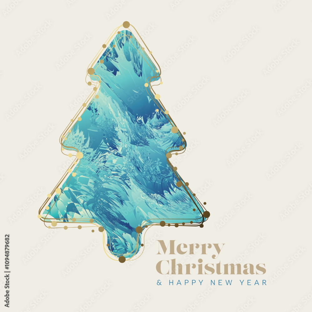 Poster simple modern merry christmas and happy new year card template with abstract pattern on christmas tr