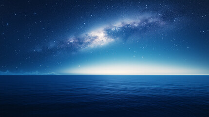 Fototapeta premium Magnificent Milky Way Galaxy Over Water Surface, Night Sky Background