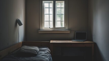Cozy Basement Apartment with Natural Light, Comfortable Bed, and Simple Wooden Desk