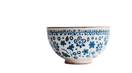 Blue and White Floral Ceramic Bowl Illustration