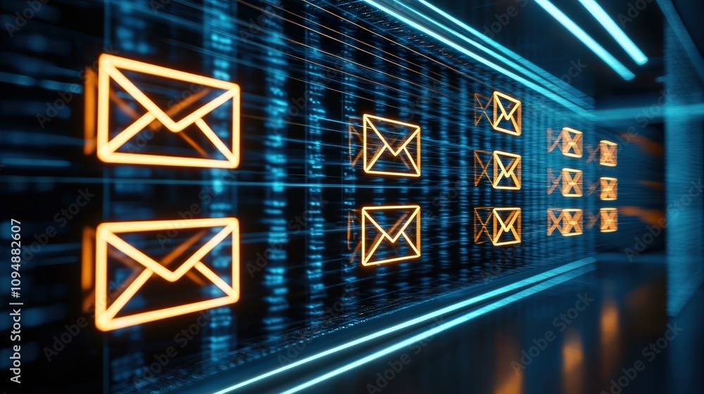 Poster visualizing email encryption process digital realm infographic cyber environment conceptual viewpoin