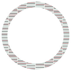 Round frame of vertical multicolored stripes. Drawing for trendy design with basic shapes.