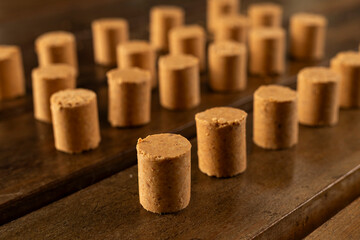 Sweet Brazilian Peanut Called Paçoca on a wooden desk