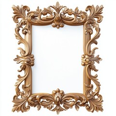 Ornate wooden frame with intricate floral designs, suitable for displaying artwork or photos.