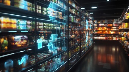 Futuristic AR shopping settings with hologram. Digital shopping concept.