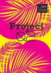 Obraz premium Project 02 cover design with palm leaves pattern in magenta and yellow