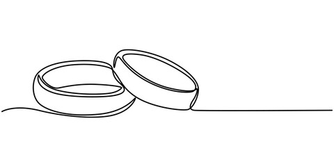Wedding Ring Continuous Line Icon, Wedding Ring continuous line drawing with color shapes, Two wedding rings in one continuous line drawing. Love and romantic concept and symbol proposal engagement 