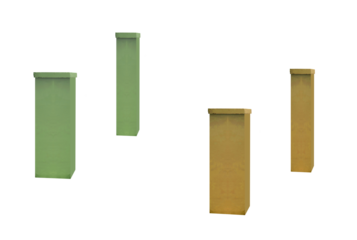 Old conference lectern, plastered wall columns. On isolated transparent background.
