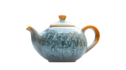 Blue and Brown Speckled Ceramic Teapot Illustration