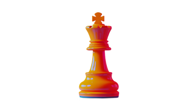 Orange Chess King 3D Render