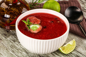 Sweet watermelon gazpacho with cucmber
