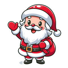 Happy Santa with a gift bag PNG