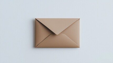 A minimalist brown envelope on a light blue background, representing communication and correspondence in a modern context.