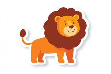 Obraz premium Flat cutout vector sticker of the leo zodiac symbol - a lion, isolated on white background.