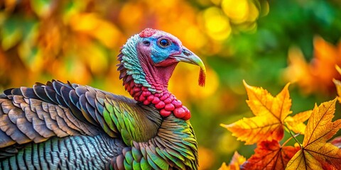 Captivating Macro Photography of Eastern Wild Turkey in Natural Habitat Showcasing Feathers, Colors, and Details for Wildlife Enthusiasts