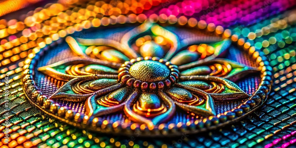 Poster captivating macro photography of intricate logo design elements showcasing texture and color vibranc