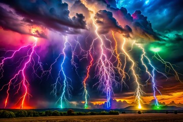 Captivating Macro Photography of Lightning Sprites Illuminating the Night Sky with Electric Blue and Bright White Colors, Capturing Nature's Most Mystical Phenomena in Stunning Detail