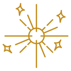 Stylized  Sunburst Icon with Stars Outline