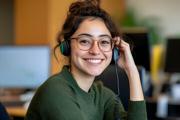 Mental health hotline worker provides support and guidance in a comforting office environment during the day