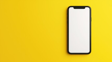 Modern Smartphone on Bright Yellow Background with Blank Screen Ideal for Mockups, Presentations, and Creative Digital Projects