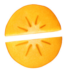 Fresh ripe Persimone fruit falling in the air isolated on white background, food levitation or zero gravity conception