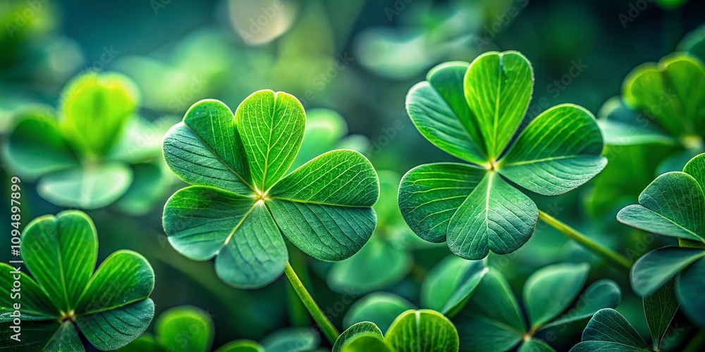 Poster captivating macro view of multiple clover leaves showcasing nature's intricate patterns and vibrant 