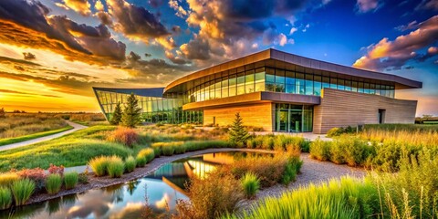 Obraz premium Captivating Museum at Prairiefire, Overland Park, Kansas: A Journey Through Nature and Science in a Stunning Architectural Setting