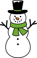 Winter Christmas Snowman Cartoon Style Flat Stock Vector Illustration.
Transparent background.