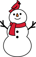 Winter Christmas Snowman Cartoon Style Flat Stock Vector Illustration.
Transparent background.