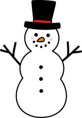 Winter Christmas Snowman Cartoon Style Flat Stock Vector Illustration.
Transparent background.