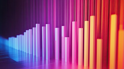 Obraz premium Bright gradient bar chart in futuristic design, [business color chart], [representing innovation and tech-driven analysis] 