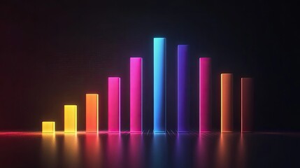 Bright gradient bar chart in futuristic design, [business color chart], [representing innovation and tech-driven analysis] 