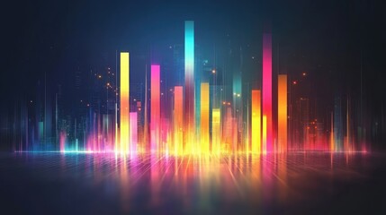 Bright gradient bar chart in futuristic design, [business color chart], [representing innovation and tech-driven analysis] 