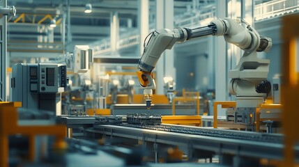 industry 40 factory with industrial engineer working alongside automation robot arms intelligent manufacturing concept 3d rendering