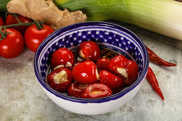 Sweet piquant cherry pepper stuffed cheese