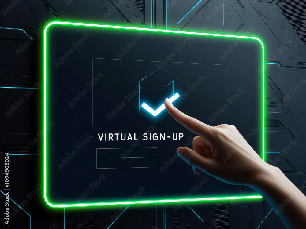 Aufkleber virtual sign-up action digital interface technology environment interactive viewpoint user engagemen