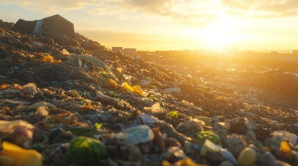 Naklejka premium Sunset Over Landfill