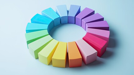 Fototapeta premium Circular business chart with soft pastel tones, [color chart], [depicting inclusive and adaptive marketing strategy] 