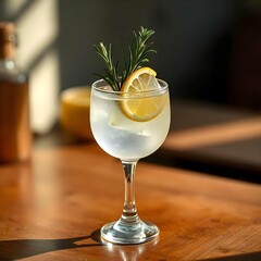 Gin and tonic with rosemary garnish