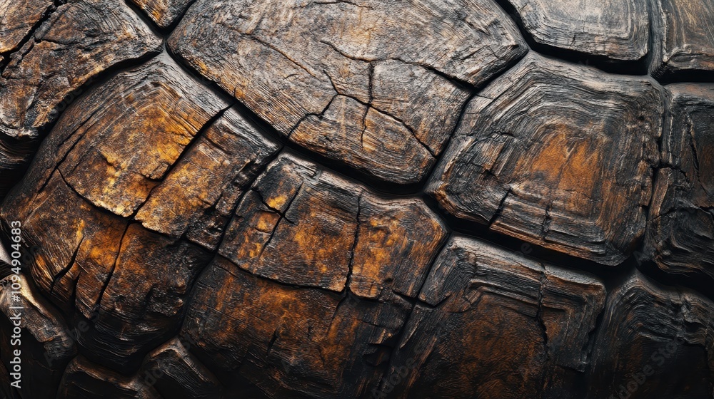 Poster close-up of a textured turtle shell showcasing natural patterns and colors.