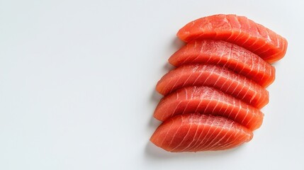 Freshly sliced salmon sashimi arranged beautifully, perfect for sushi lovers and culinary presentations.