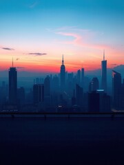 Fototapeta premium City skyline silhouette in a horizontal banner format, panoramic, banner, horizontal