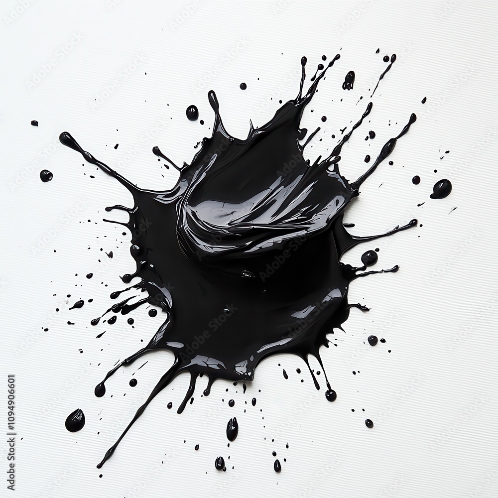 Aufkleber a splash of black paint on a white surface, creating a dynamic visual effect.
