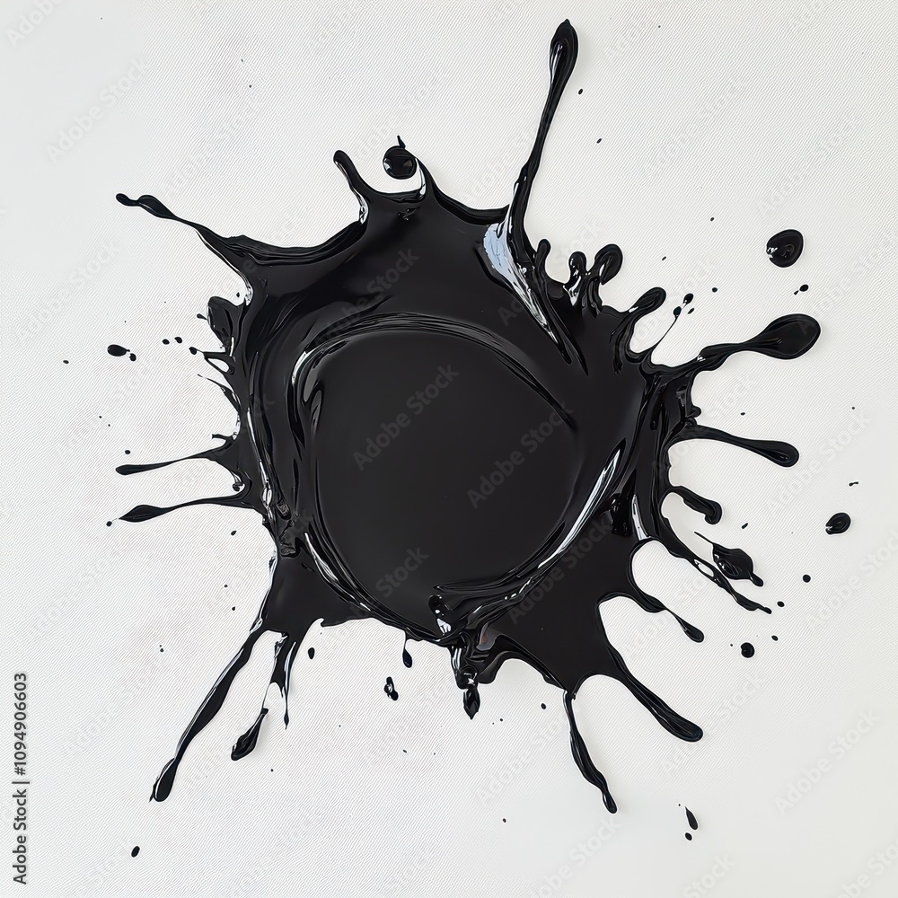 Aufkleber a splash of black paint on a white background, creating a dynamic visual effect.